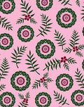 Pink Floral Green Medallion Branches Rug