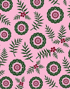 Pink Floral Green Medallion Branches Rug