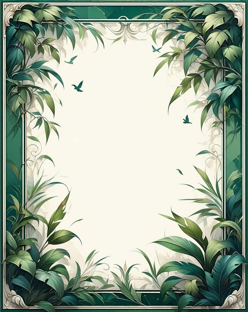 Lush Tropical Leaves with Bird Accents Rug