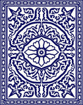 Classic Blue White Floral Medallion Rug