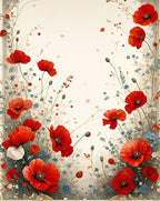 Vibrant Red Poppy Meadow Floral Design Rug