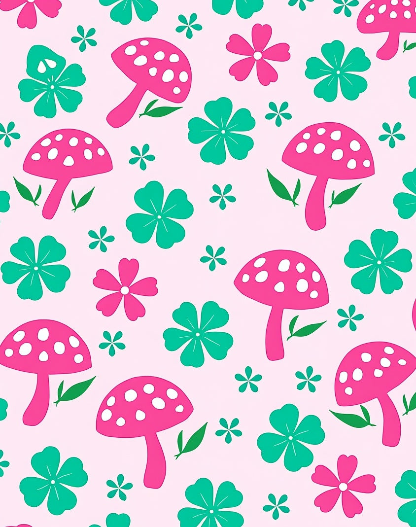 Magical Mushroom Floral Meadow Pattern Rug