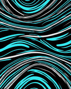 Bright Cyan Abstract Wavy Pattern Rug