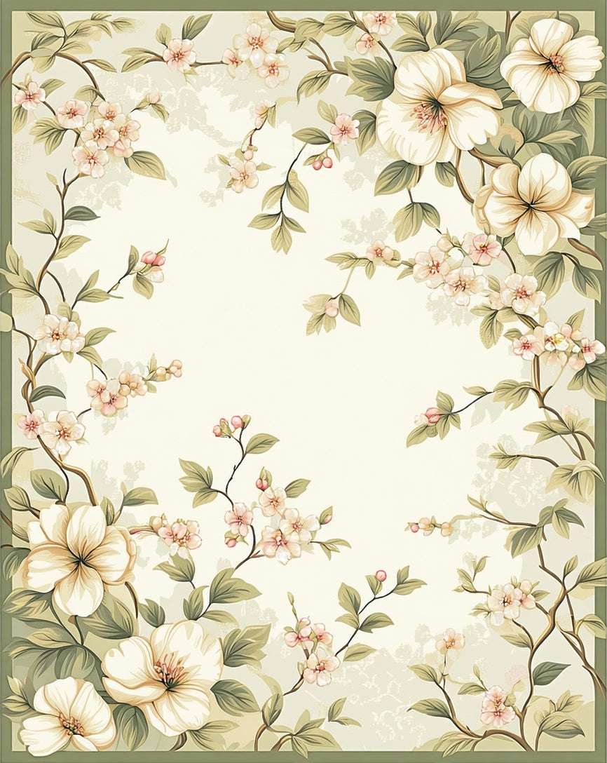 Blossom Branch Floral Textured Vintage Rug