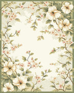 Blossom Branch Floral Textured Vintage Rug