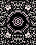 Black Pink Floral Mandala Design Rug