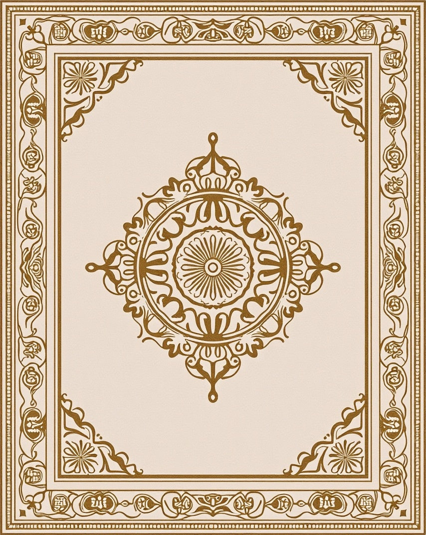 Ornate Traditional Mandala Border Rug