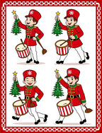 Four Christmas Nutcrackers Drumming Festive Song Rug