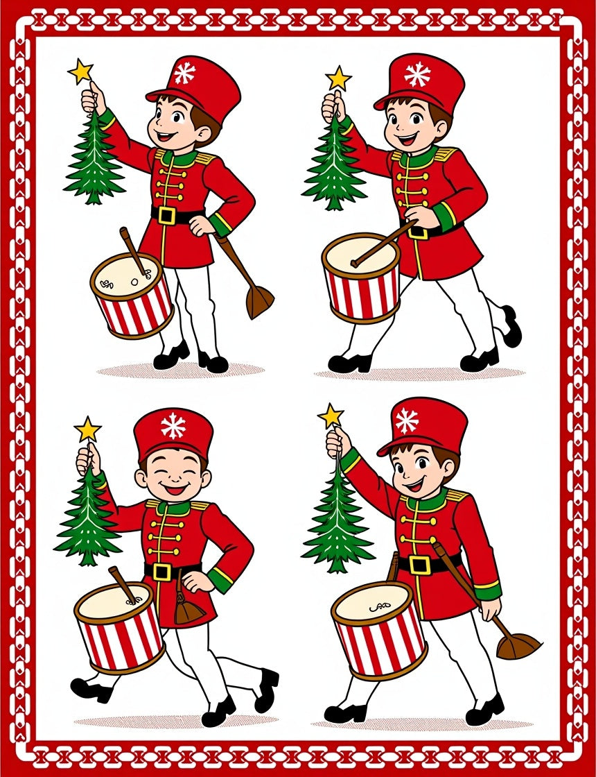 Four Christmas Nutcrackers Drumming Festive Song Rug