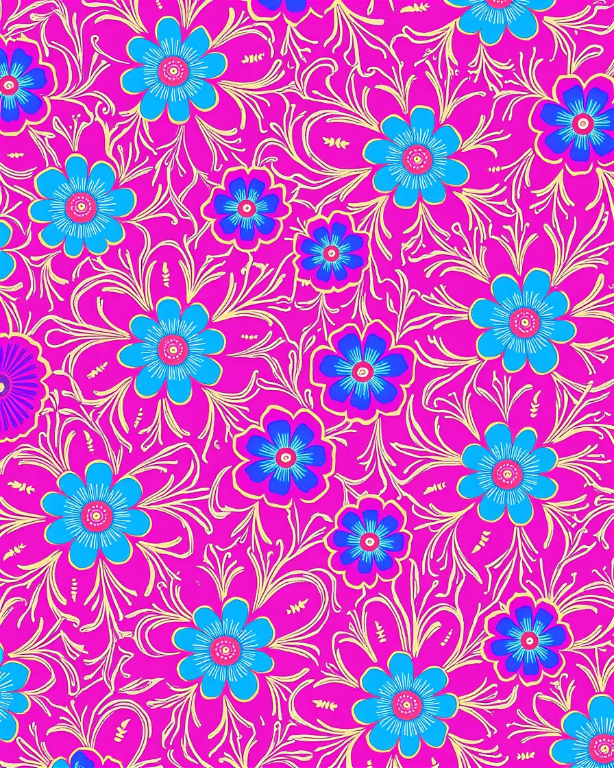 Vibrant Floral Whimsical Pattern Rug