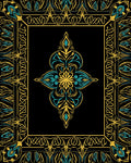 Elaborate Gold Turquoise Floral Pattern Rug
