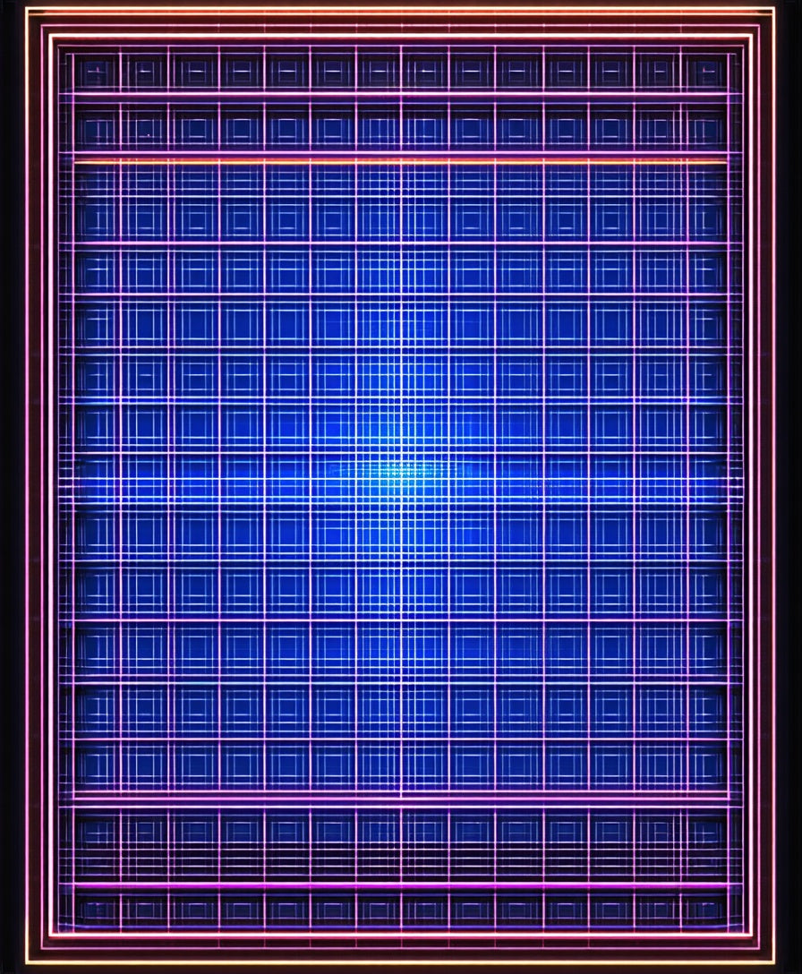 Geometric Neon Grid Pattern Rug