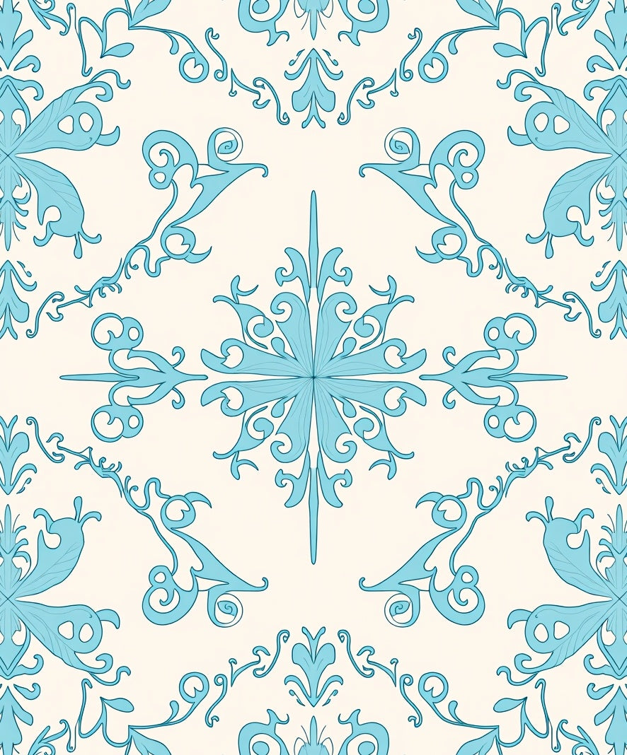 Sky Blue Vintage Floral Medallion Rug