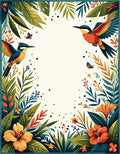 Tropical Birds Hibiscus Floral Design Rug