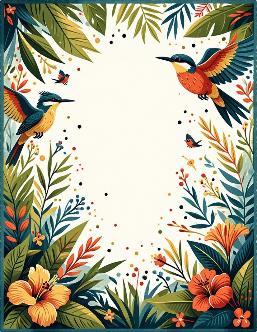 Tropical Birds Hibiscus Floral Design Rug