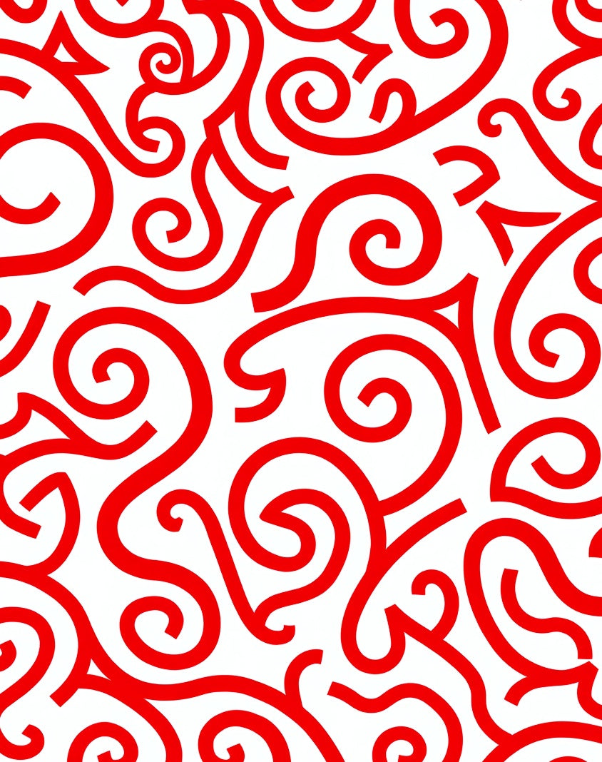 Bold Red Swirl Pattern Rug