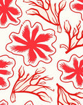 Coral Red Floral Graphic Rug