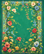 Vibrant Floral Border Garden Design Rug