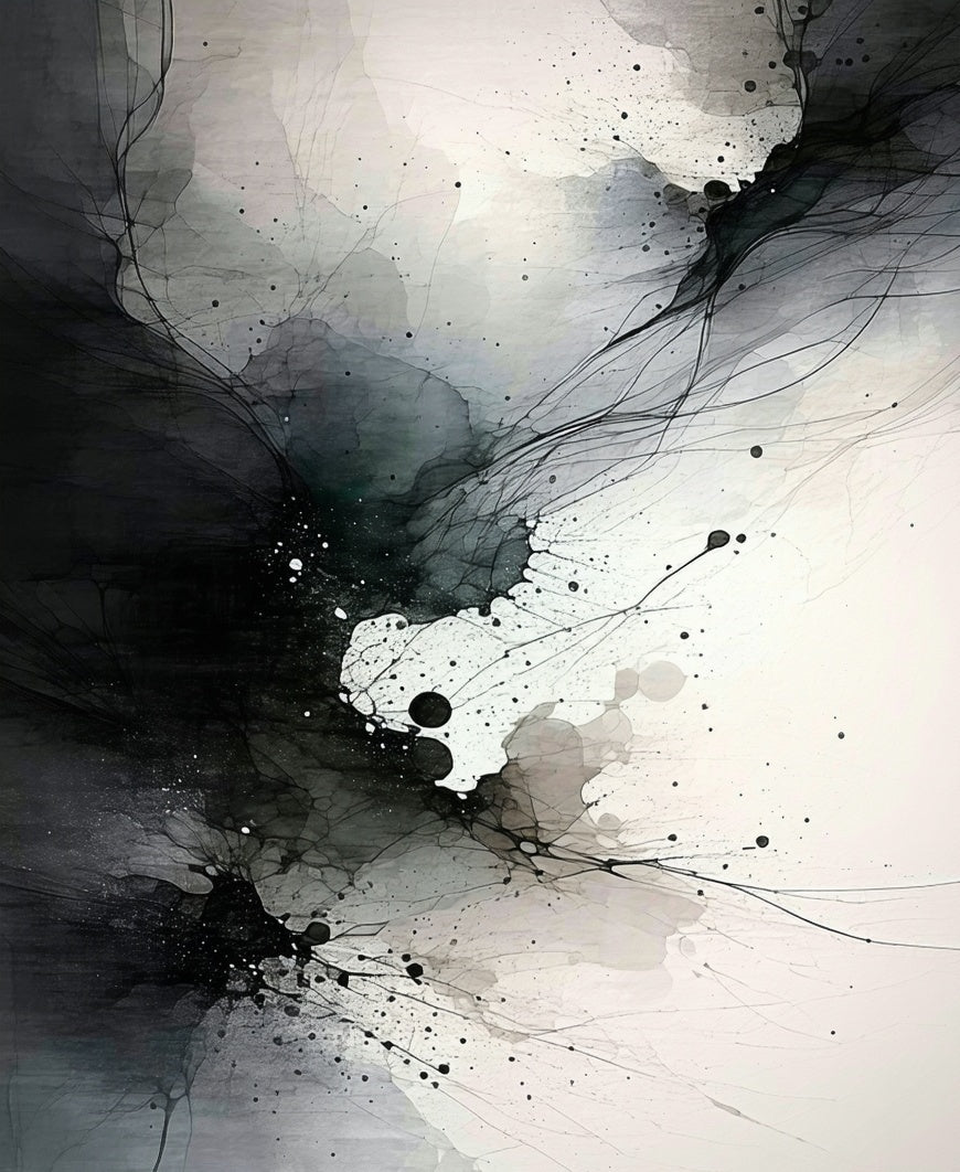 Abstract Ink Splatter Swirls Rug