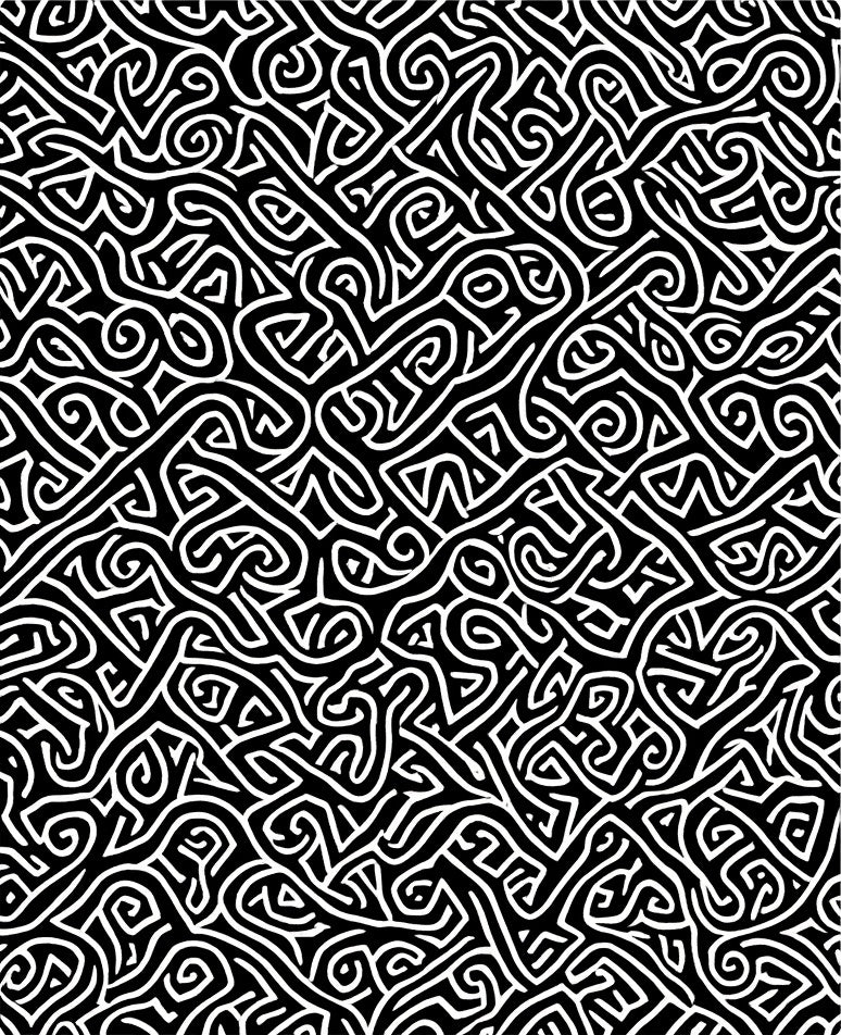 Abstract Black White Swirl Pattern Rug