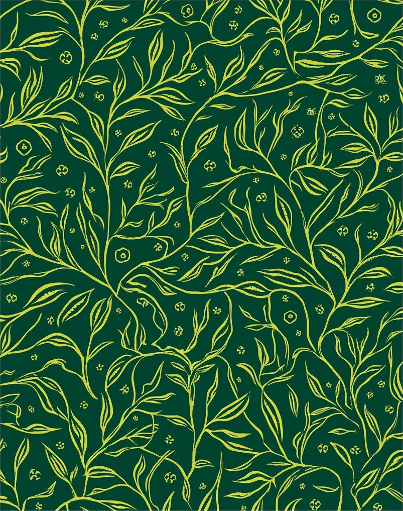 Green Vine Flower Pattern Rug