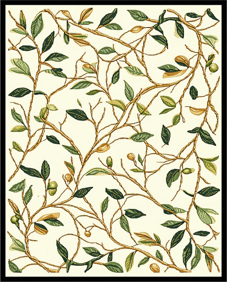 Botanical Vine Leaf Natural Rug