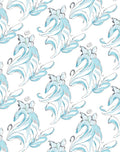 Abstract Swirls Blue Floral Pattern Rug