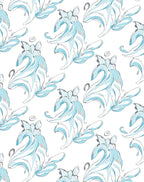 Abstract Swirls Blue Floral Pattern Rug