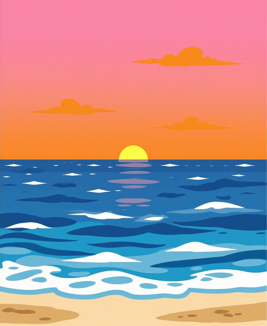 Vibrant Sunset Ocean Waves Design Rug
