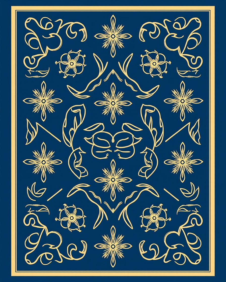 Ornate Floral Swirl Pattern Design Rug