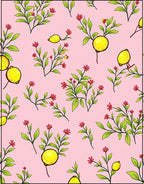 Pink Citrus Blossom Botanical Pattern Rug