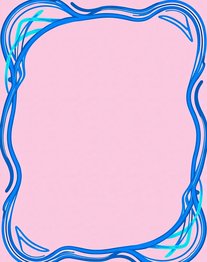 Flowing Cobalt Blue Swirl Border Rug