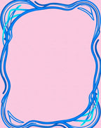 Flowing Cobalt Blue Swirl Border Rug