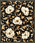 Elegant Floral Scrollwork With Butterfly Accent Rug