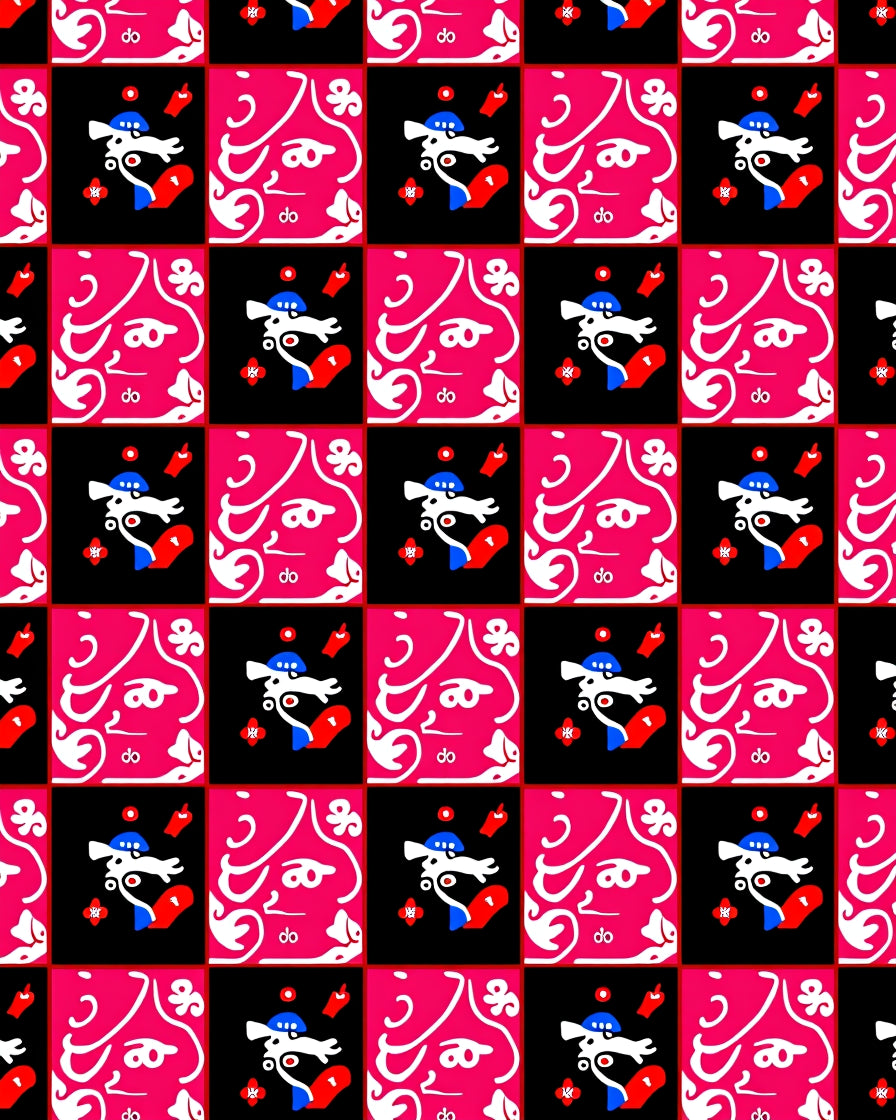 Bold Pink Black Checkerboard Face Rug