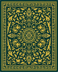Ornate Floral Vintage Green and Gold Rug
