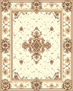 Cream Gold Ornate Floral Rug