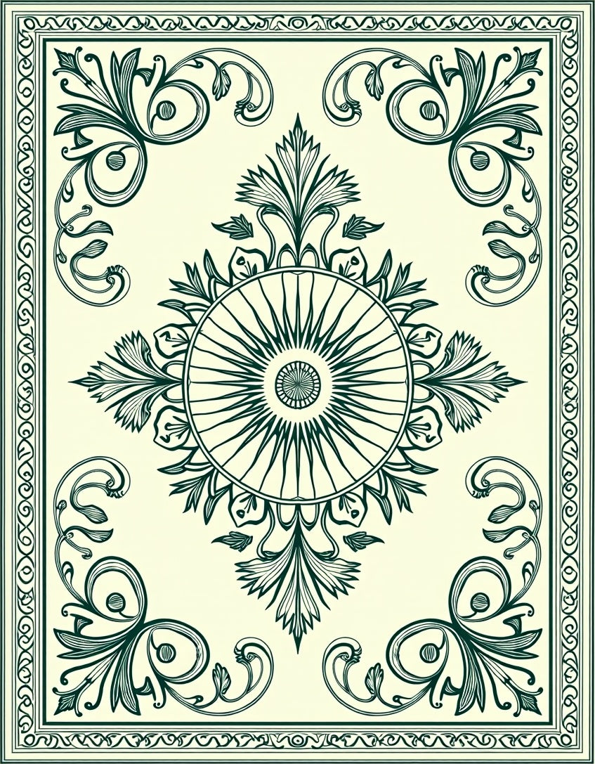 Ornate Floral Emblem Pattern Rug