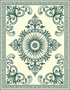 Ornate Floral Emblem Pattern Rug