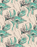 Abstract Teal Black Floral Swirl Rug