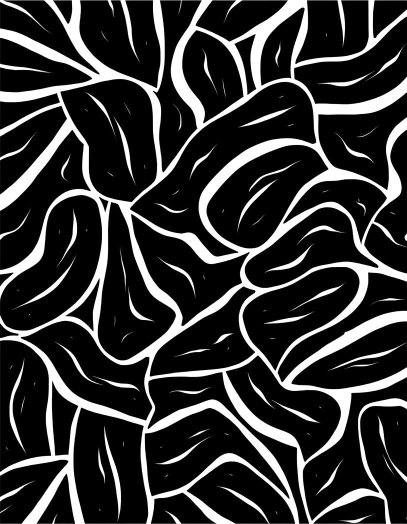 Abstract Organic Black and White Pattern Rug