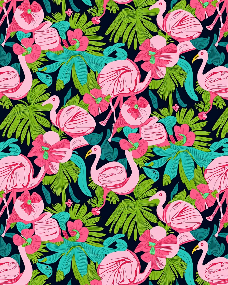 Tropical Flamingo Floral Pattern Rug