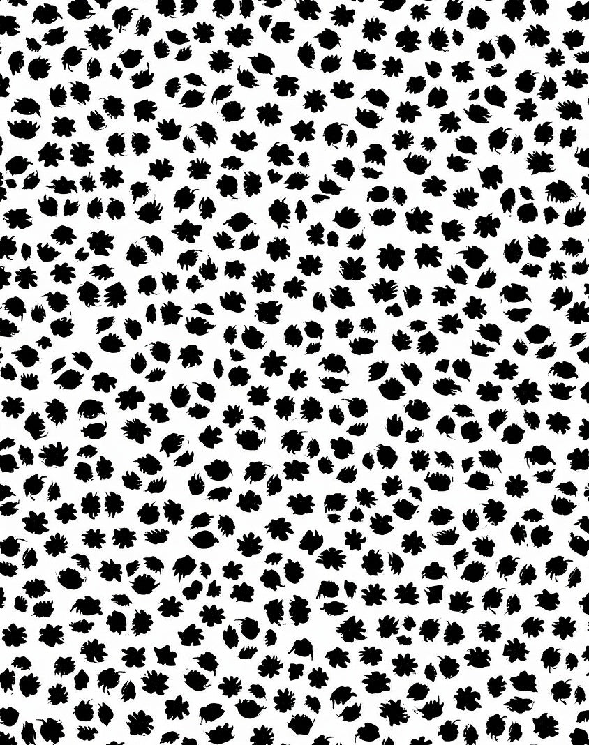 Abstract Black Small Floral Pattern Rug