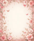 Soft Pink Floral Butterfly Garden Rug
