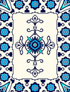 Classic Blue Ivory Floral Medallion Rug