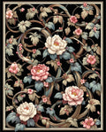 Elegant Floral Swirls And Blooms Rug