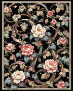 Elegant Floral Swirls And Blooms Rug