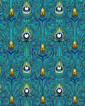 Art Nouveau Teal Peacock Feather Pattern Rug