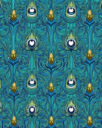 Art Nouveau Teal Peacock Feather Pattern Rug