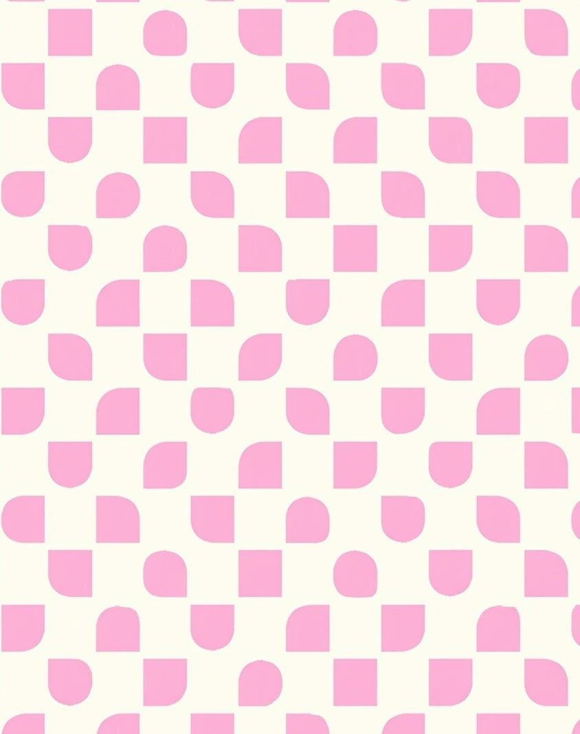 Cute Pink Rounded Squares Pattern Rug